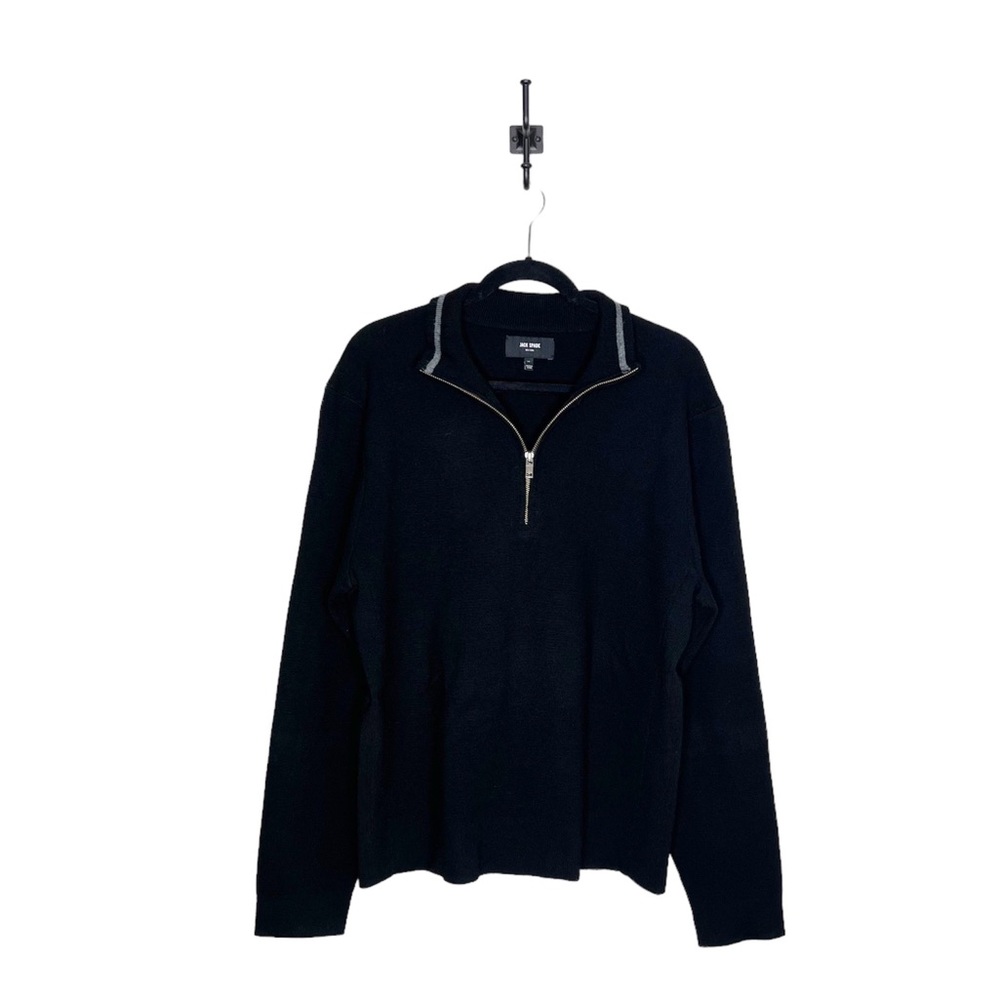 Jack Spade Black Wool Blend Half Zip Pullover Sweater Men’s Size Large